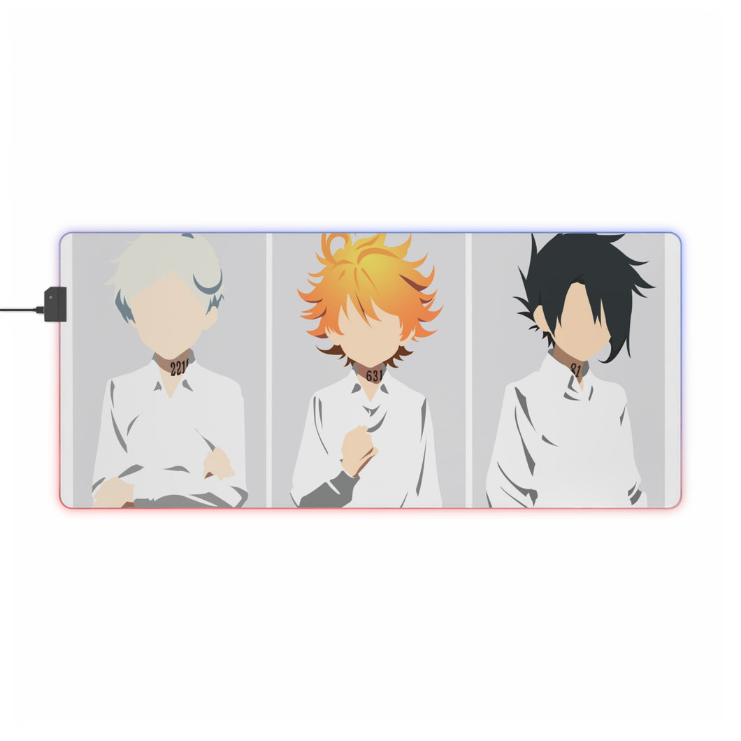 Tapis de souris LED RVB Ray, Norman, Emma de The Promised Neverland (tapis de bureau)