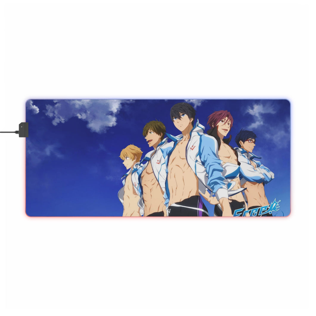 Gratuit! Rin Matsuoka, Makoto Tachibana, Haruka Nanase, Nagisa Hazuki RGB LED Tapis de souris (Tapis de bureau)