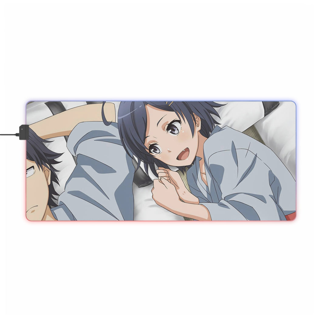 Tapis de souris LED RVB My Teen Romantic Comedy SNAFU Hachiman Hikigaya, Komachi Hikigaya (tapis de bureau)