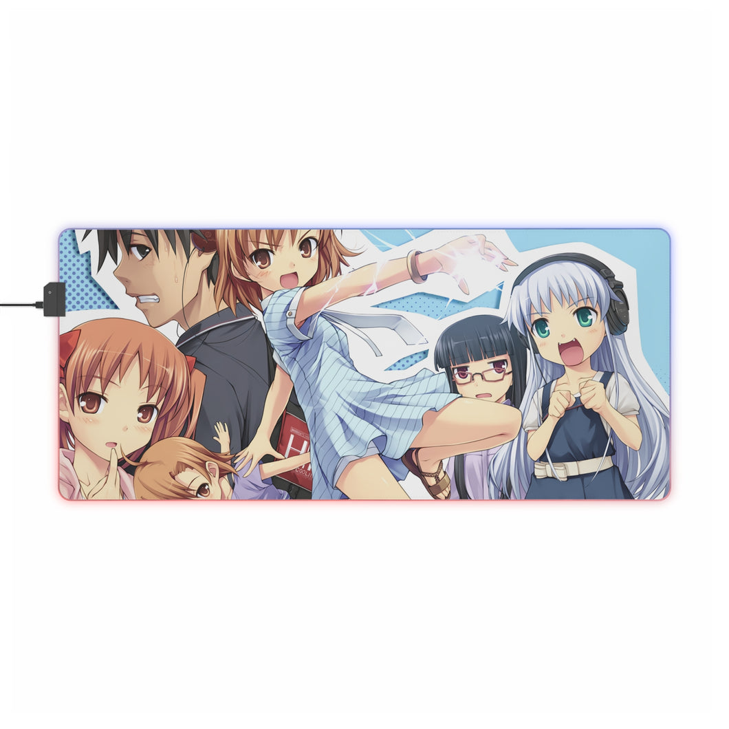 A Certain Magical Index Kamijou Touma, Index Librorum Prohibitorum, Mikoto Misaka, Kuroko Shirai RGB LED Mouse Pad (Desk Mat)