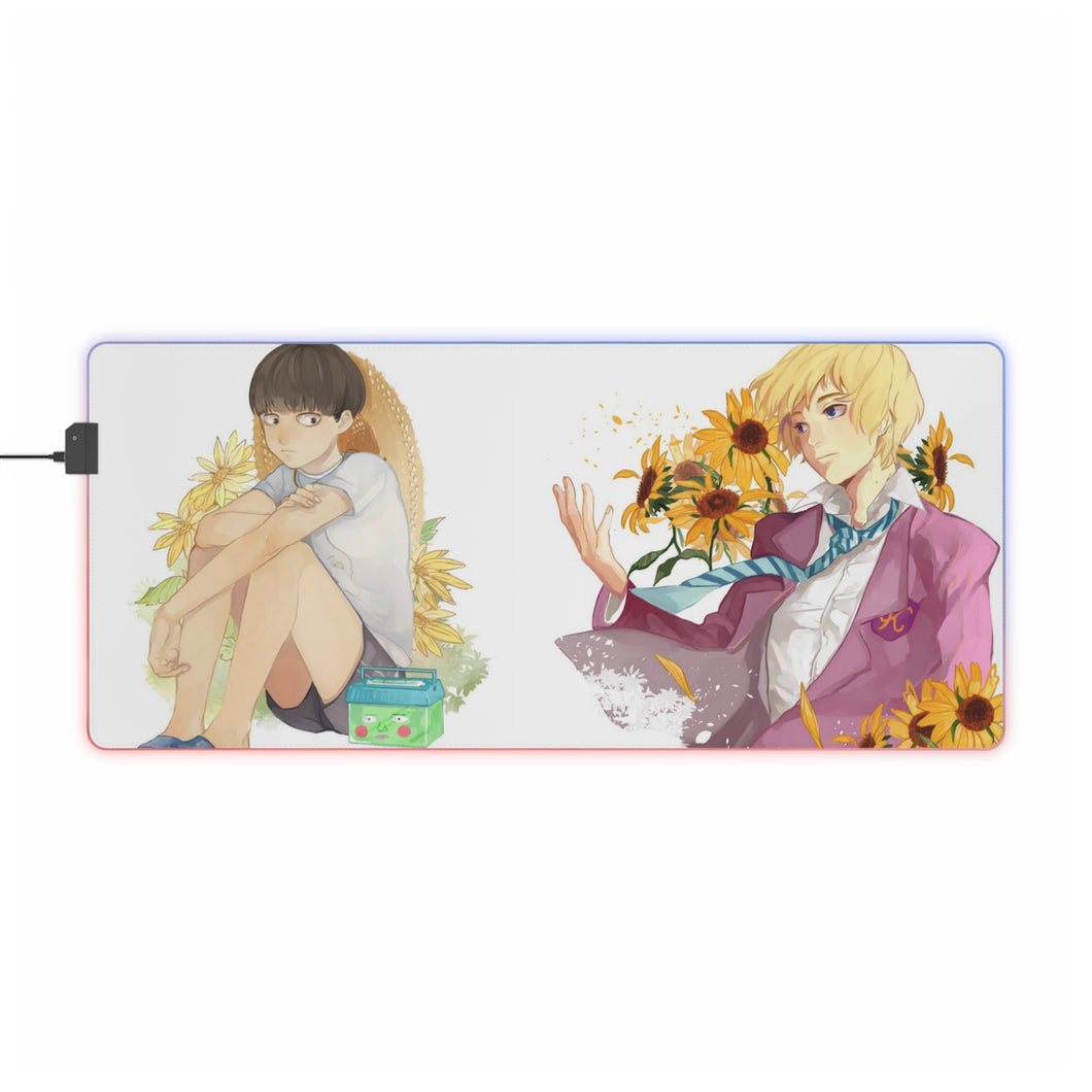 Mob Psycho 100 Arataka Reigen, Shigeo Kageyama RGB LED Tapis de souris (Tapis de bureau)