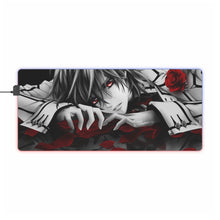 Cargar imagen en el visor de la galería, Alfombrilla de ratón LED RGB (alfombrilla de escritorio) con diseño de chico triste de anime con rosas rojas
