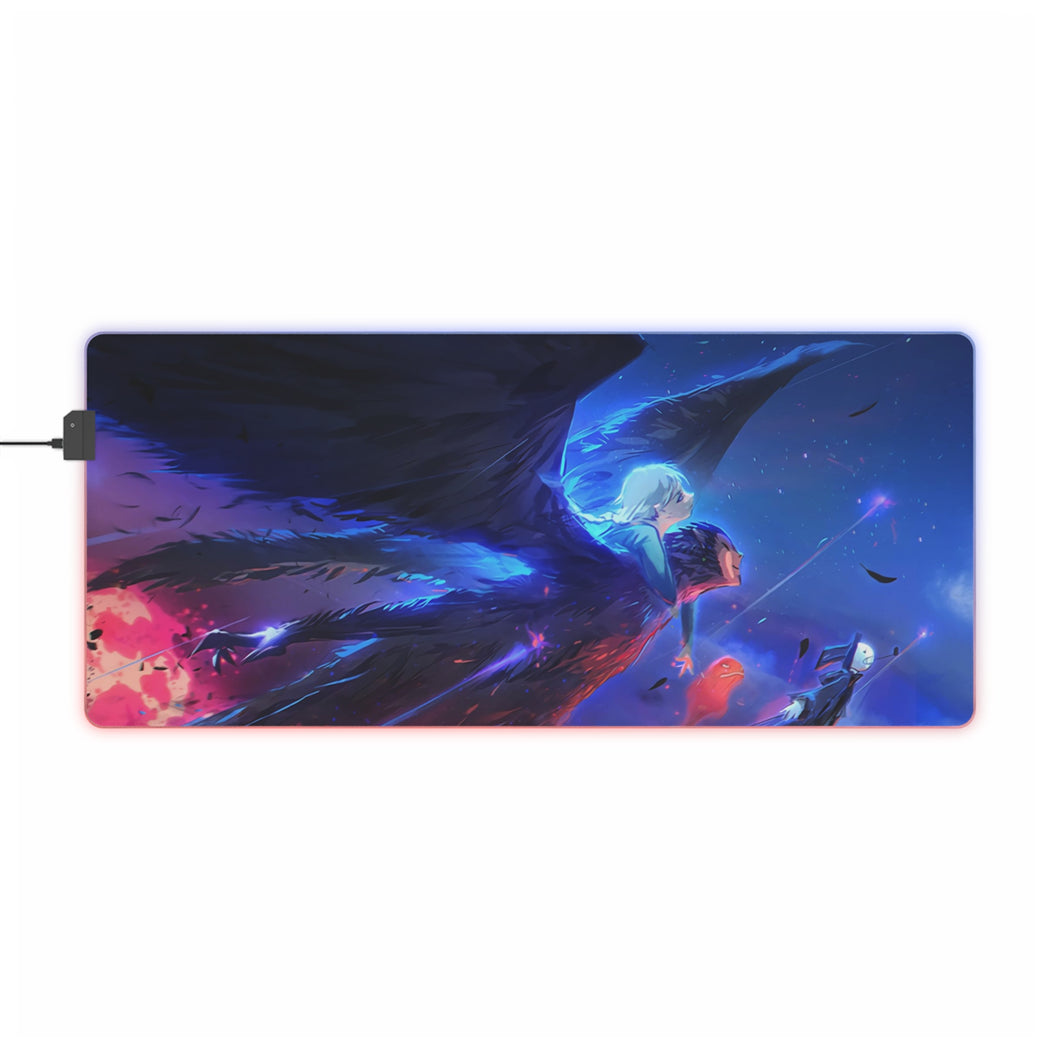 Howl, Sophie, and Turniphead flying through the sky RGB LED Mouse Pad (Desk Mat)