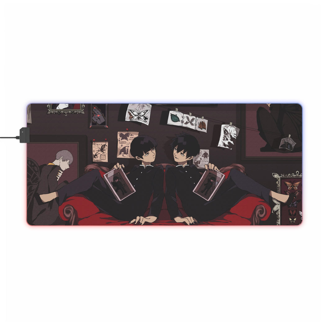 Mob Psycho 100 Arataka Reigen, Shigeo Kageyama, Ekubo, Ritsu Kageyama RGB LED Tapis de souris (Tapis de bureau)