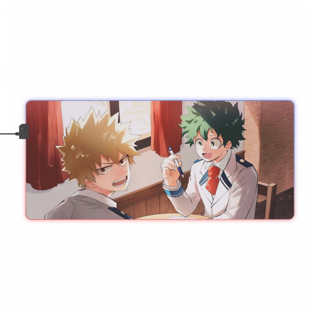 Alfombrilla de ratón RGB LED (alfombrilla de escritorio) de My Hero Academia Izuku Midoriya y Katsuki Bakugou