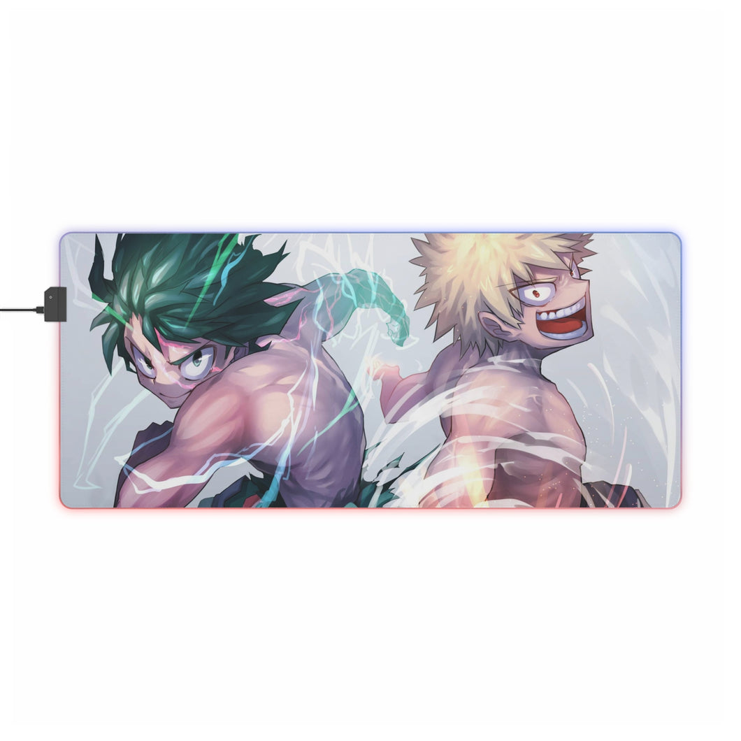 Alfombrilla de ratón RGB LED (alfombrilla de escritorio) de My Hero Academia Izuku Midoriya y Katsuki Bakugou