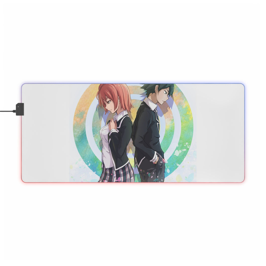 Tapis de souris LED RVB My Teen Romantic Comedy SNAFU Hachiman Hikigaya, Yui Yuigahama (tapis de bureau)