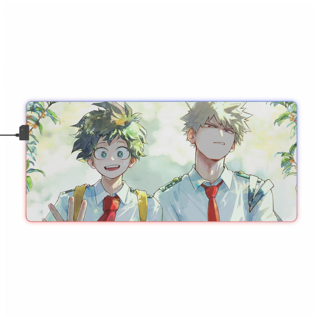 Alfombrilla de ratón RGB LED (alfombrilla de escritorio) de My Hero Academia Izuku Midoriya y Katsuki Bakugou