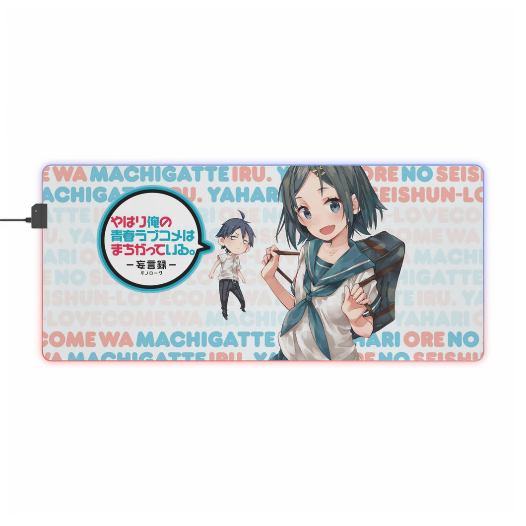 Tapis de souris LED RVB My Teen Romantic Comedy SNAFU Hachiman Hikigaya, Komachi Hikigaya (tapis de bureau)