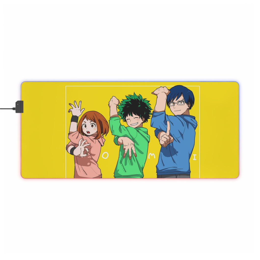 Tapis de souris LED RVB My Hero Academia Izuku Midoriya, Tenya Iida (tapis de bureau)