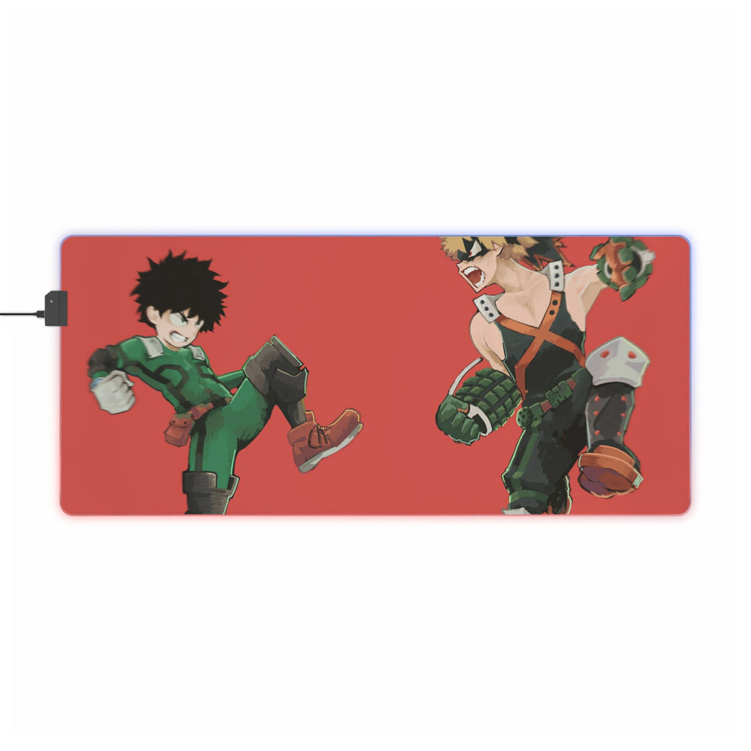 Alfombrilla de ratón RGB LED (alfombrilla de escritorio) de My Hero Academia Izuku Midoriya y Katsuki Bakugou