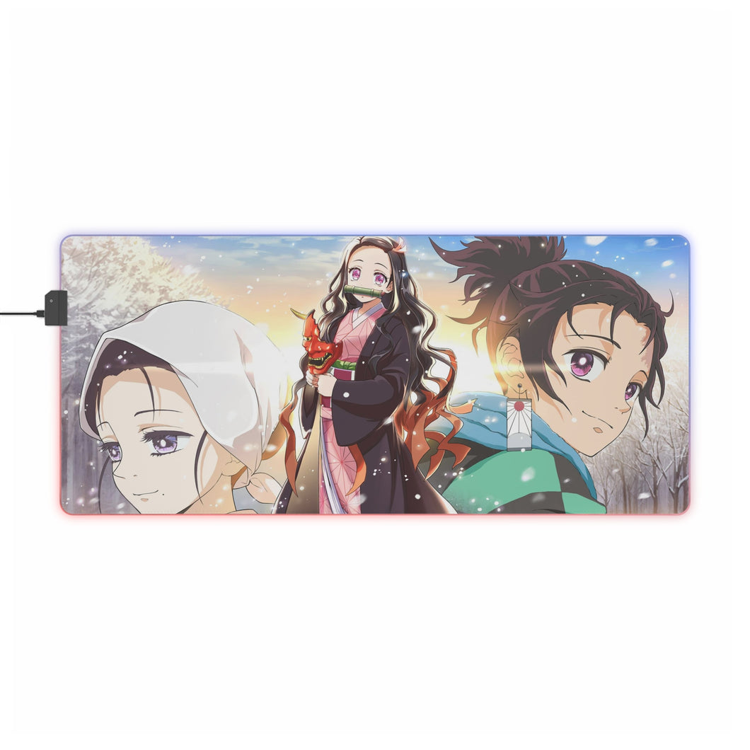 Tapis de souris LED RVB Nezuko Kamado Tanjiro Kamado (tapis de bureau)