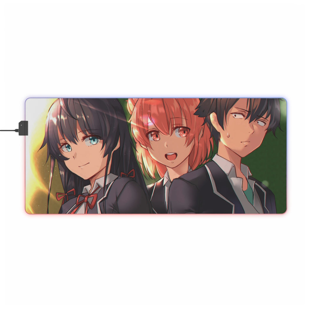 My Teen Romantic Comedy SNAFU Hachiman Hikigaya, Yukino Yukinoshita, Yui Yuigahama RGB LED Tapis de souris (Tapis de bureau)