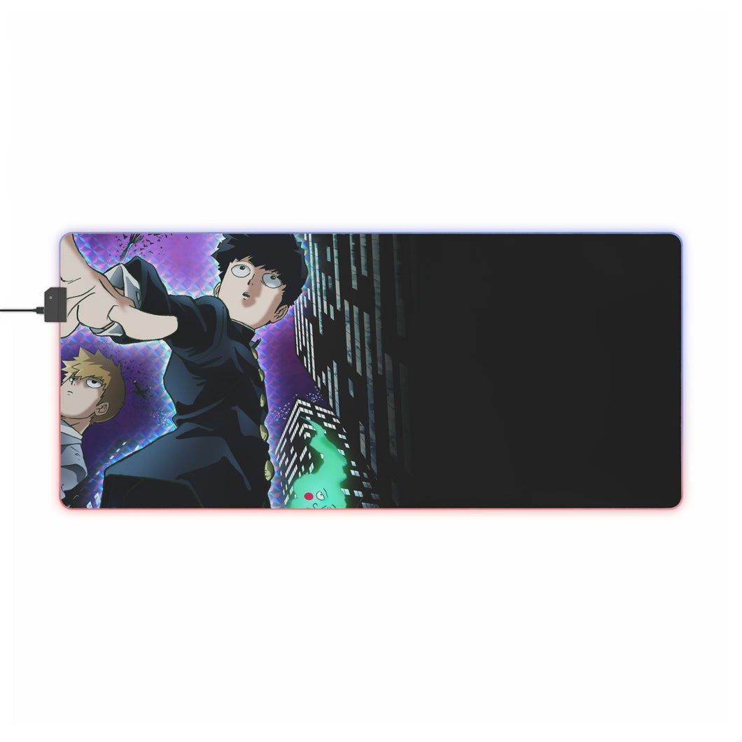 Mob Psycho 100 Arataka Reigen, Shigeo Kageyama RGB LED Tapis de souris (Tapis de bureau)