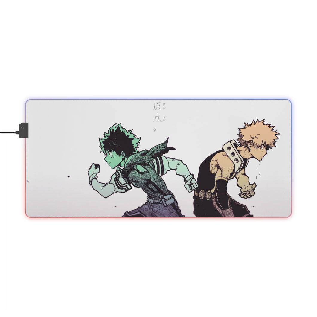 Alfombrilla de ratón RGB LED (alfombrilla de escritorio) de My Hero Academia Izuku Midoriya y Katsuki Bakugou