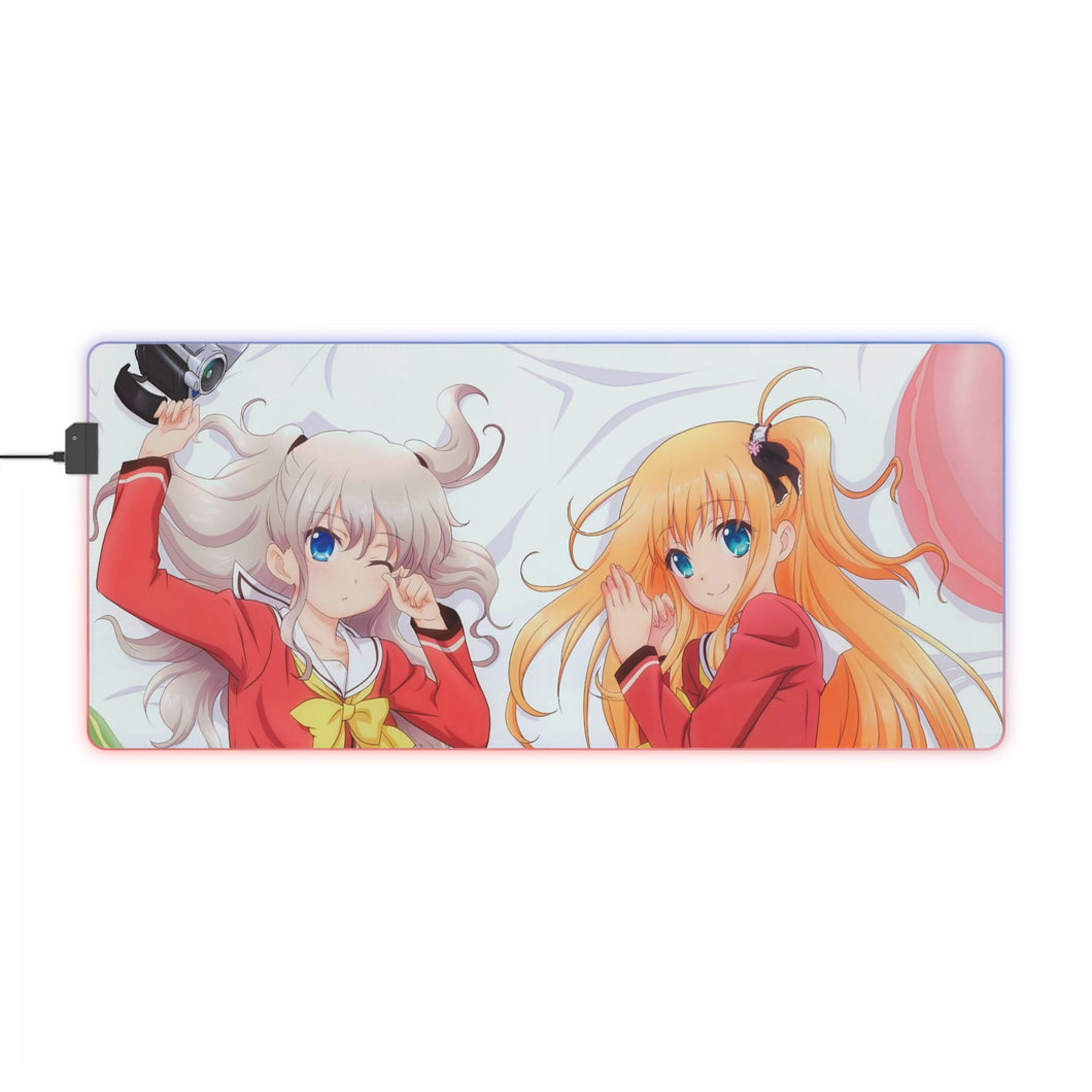 Tapis de souris LED RVB Charlotte Nao Tomori, Yusa Kurobane (tapis de bureau)