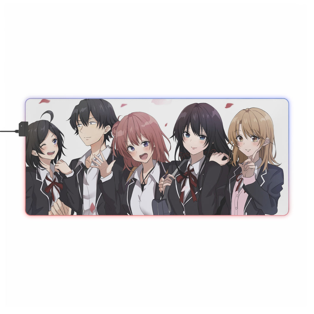 My Teen Romantic Comedy SNAFU Hachiman Hikigaya, Yukino Yukinoshita, Yui Yuigahama, Komachi Hikigaya RGB LED Tapis de souris (Tapis de bureau)