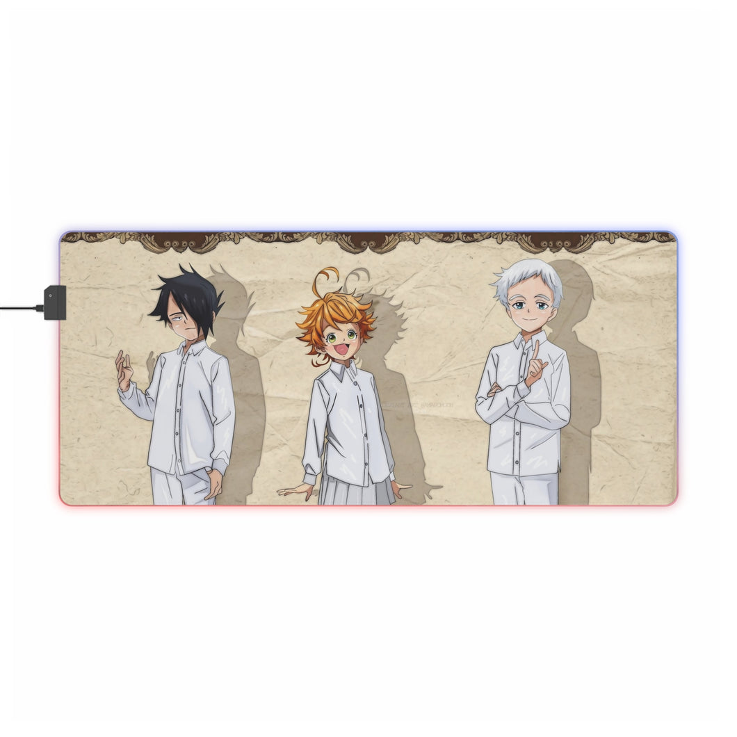 Tapis de souris LED RVB Ray, Norman, Emma de The Promised Neverland (tapis de bureau)