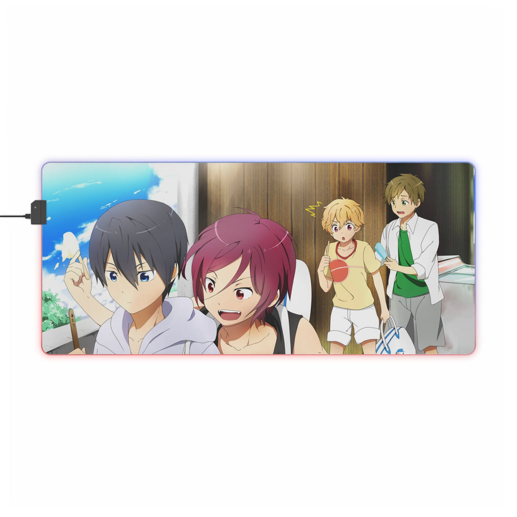 Gratuit! Rin Matsuoka, Makoto Tachibana, Haruka Nanase, Nagisa Hazuki RGB LED Tapis de souris (Tapis de bureau)