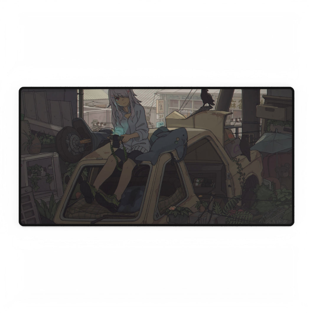 Anime girl In Garage Mouse Pad (Desk Mat)