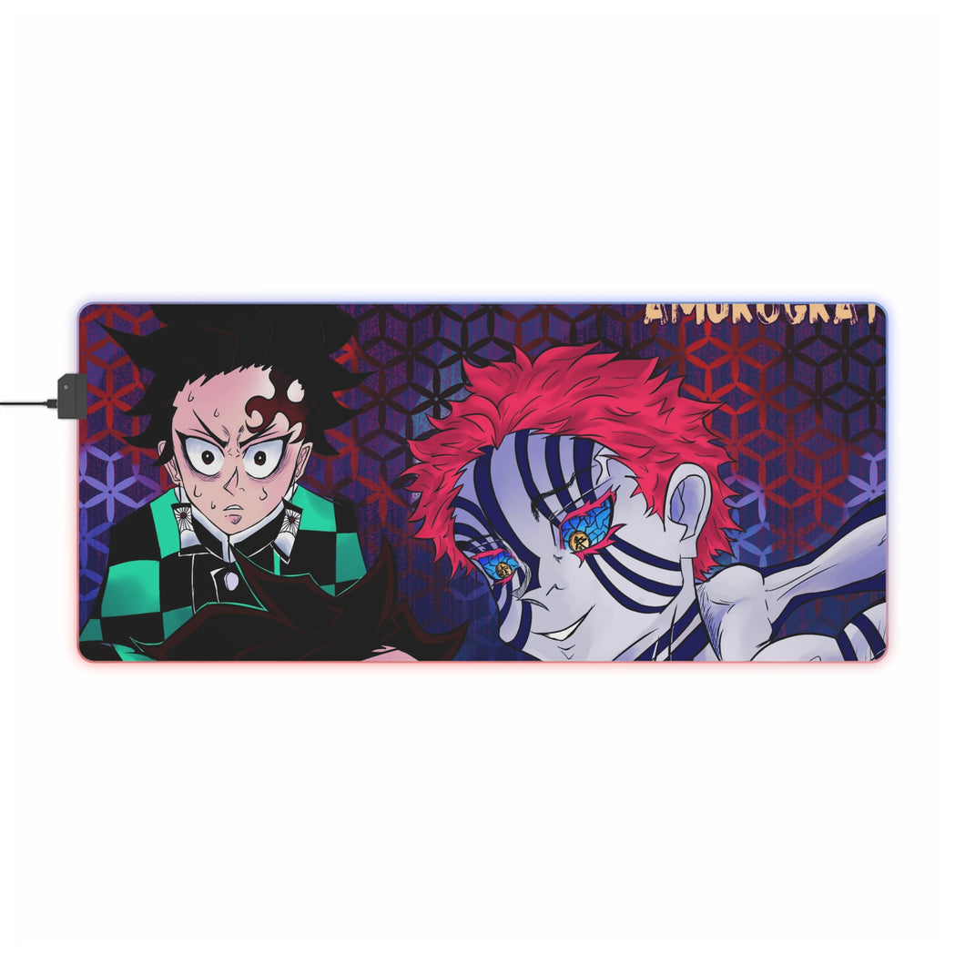 Akaza (Demon Slayer : Kimetsu no Yaiba) Tapis de souris LED RVB (tapis de bureau)