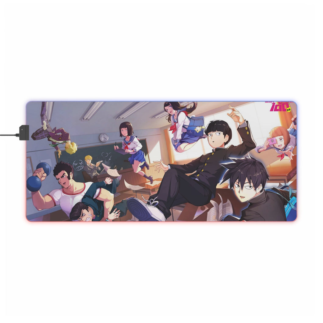 Mob Psycho 100 Arataka Reigen, Shigeo Kageyama, Ritsu Kageyama, Teruki Hanazawa, Tome Kurata RGB LED Tapis de souris (Tapis de bureau)