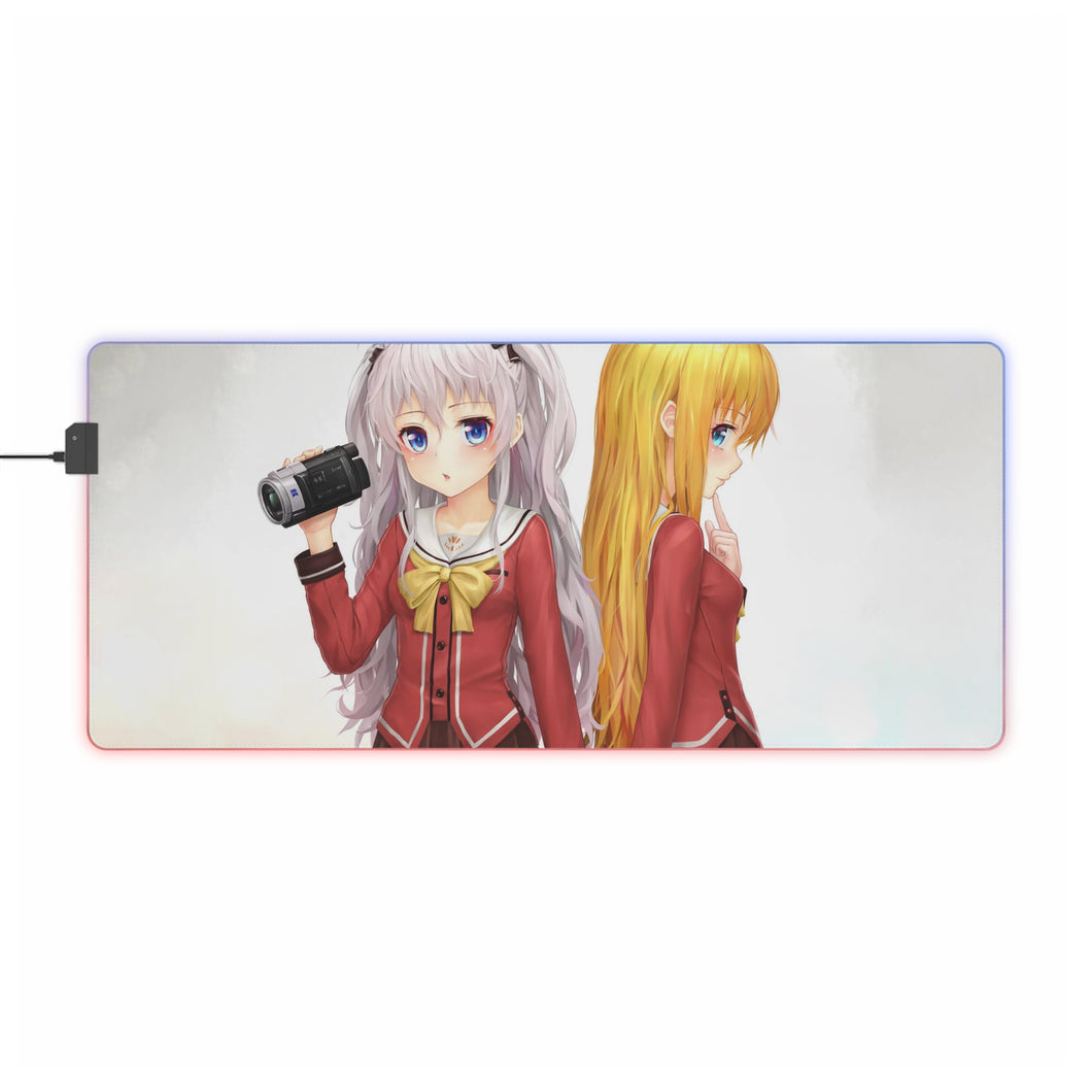 Tapis de souris LED RVB Nao Tomori et Yusa Nishimori se tenant la main (tapis de bureau)