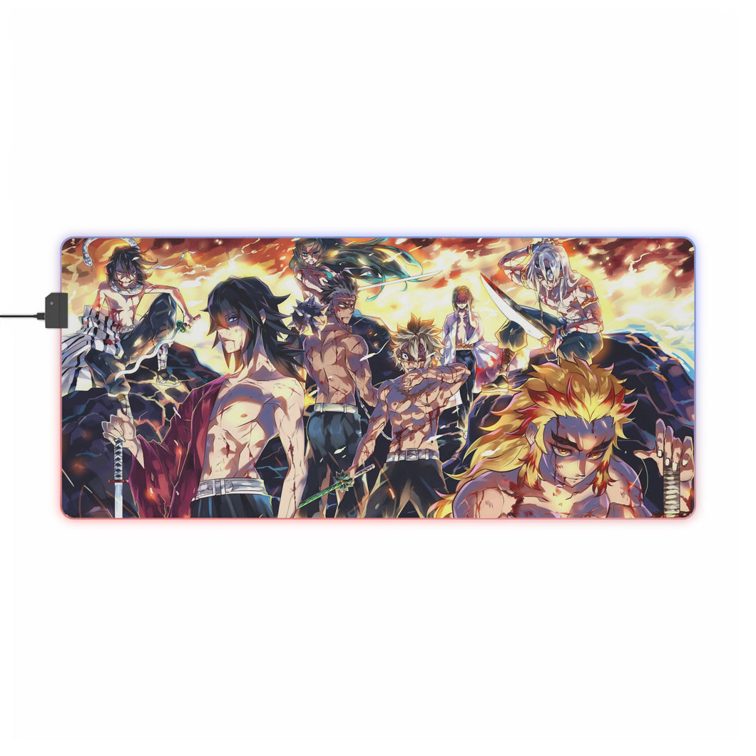 Tengen Uzui Kyojuro Rengoku and Obanai Iguro RGB LED Mouse Pad (Desk Mat)