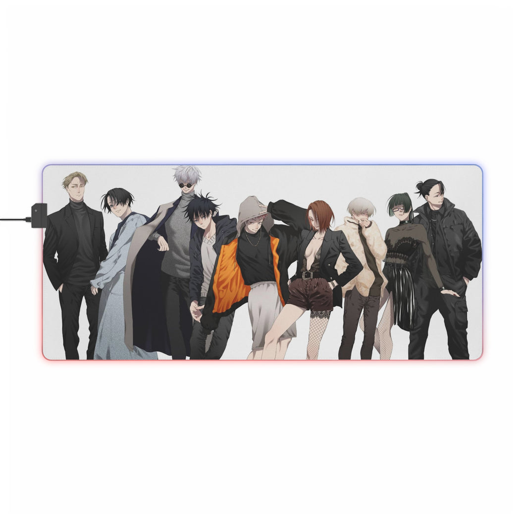 Satoru Gojo Yuji Itadori Maki Zenin Kento Nanami Nobara Kugisaki Suguru Geto Megumi Fushiguro Toge Inumaki y Yuta Okkotsu RGB LED Mouse Pad (alfombra de escritorio)