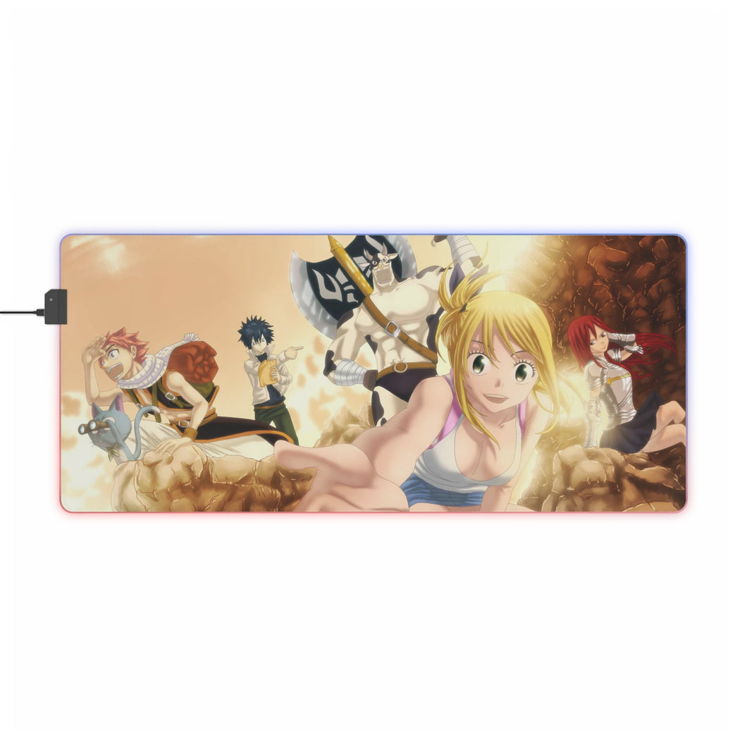 Tapis de souris LED RGB Fairy Tail Natsu Dragneel, Erza Scarlet, Gray Fullbuster, Lucy Heartfilia, Happy (tapis de bureau)