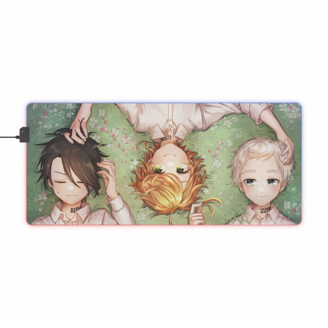 Tapis de souris LED RVB Ray, Norman, Emma de The Promised Neverland (tapis de bureau)