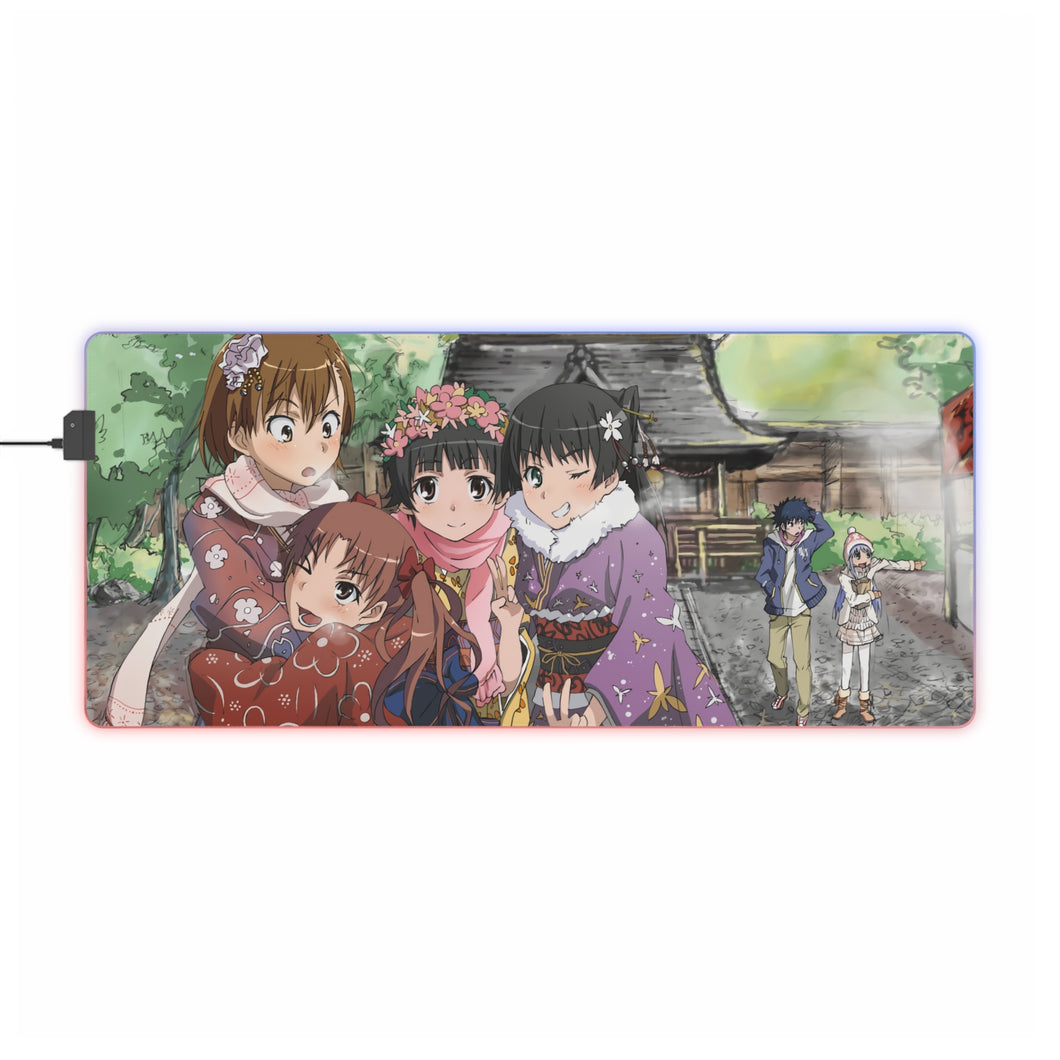 A Certain Magical Index Kamijou Touma, Index Librorum Prohibitorum, Mikoto Misaka, Kuroko Shirai RGB LED Mouse Pad (Desk Mat)