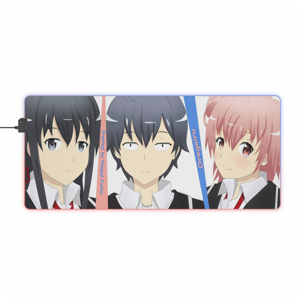 My Teen Romantic Comedy SNAFU Hachiman Hikigaya, Yukino Yukinoshita, Yui Yuigahama RGB LED Tapis de souris (Tapis de bureau)