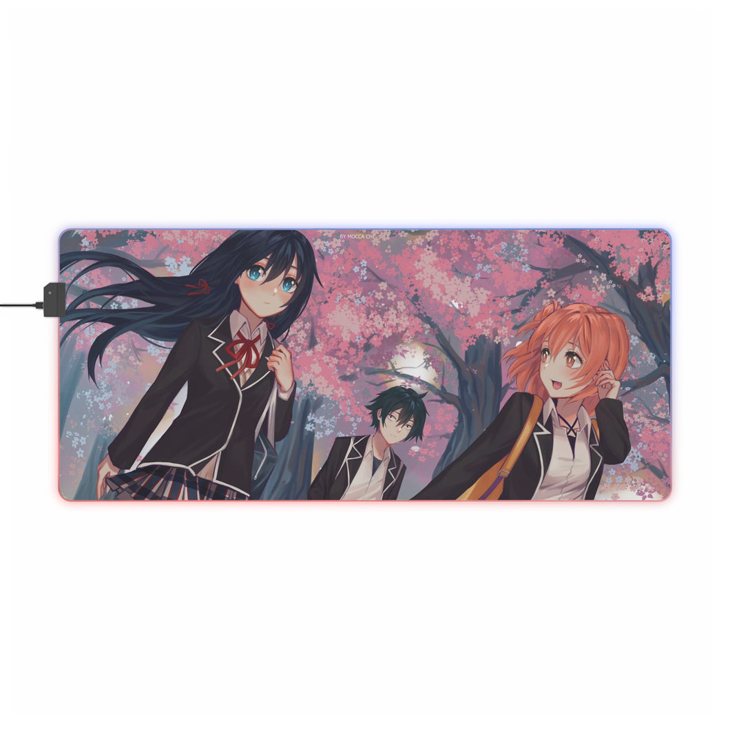 My Teen Romantic Comedy SNAFU Hachiman Hikigaya, Yukino Yukinoshita, Yui Yuigahama RGB LED Tapis de souris (Tapis de bureau)