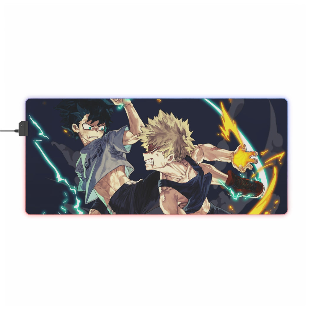 Alfombrilla de ratón RGB LED (alfombrilla de escritorio) de My Hero Academia Izuku Midoriya y Katsuki Bakugou