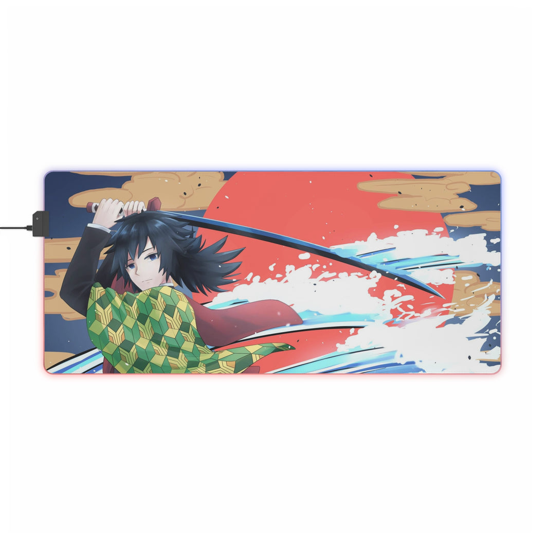 Tapis de souris LED RVB Giyuu Tomioka (tapis de bureau)