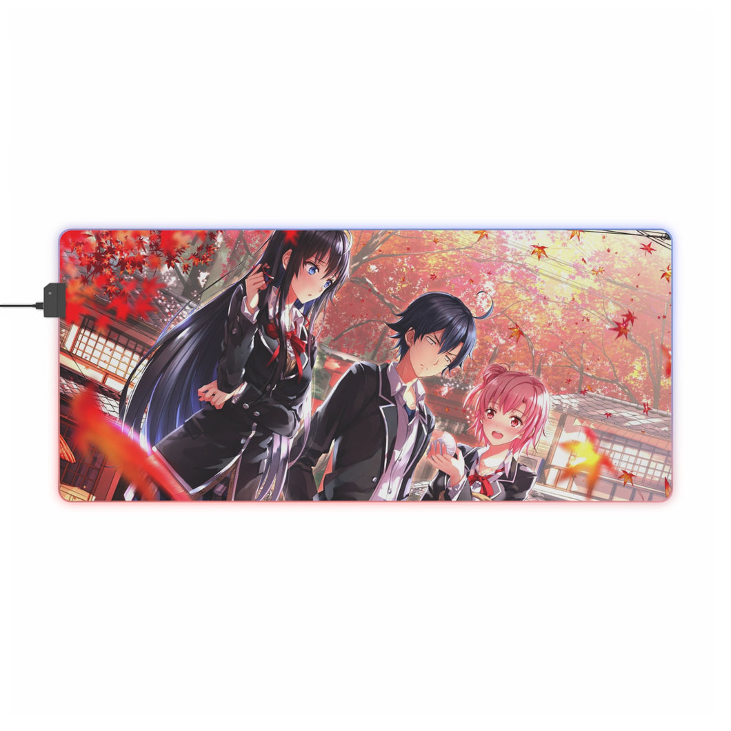 My Teen Romantic Comedy SNAFU Hachiman Hikigaya, Yukino Yukinoshita, Yui Yuigahama RGB LED Tapis de souris (Tapis de bureau)