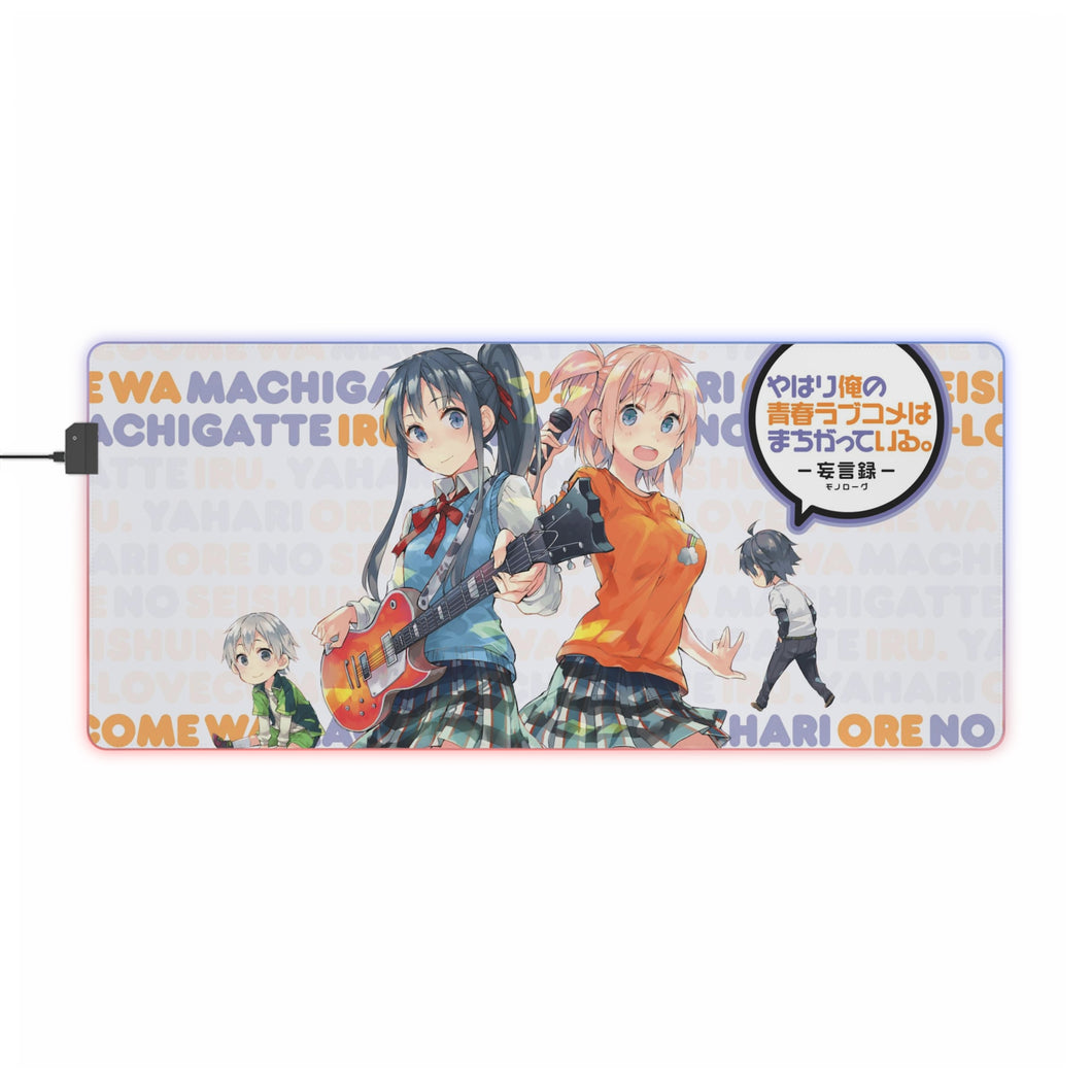 My Teen Romantic Comedy SNAFU Hachiman Hikigaya, Yukino Yukinoshita, Yui Yuigahama RGB LED Tapis de souris (Tapis de bureau)