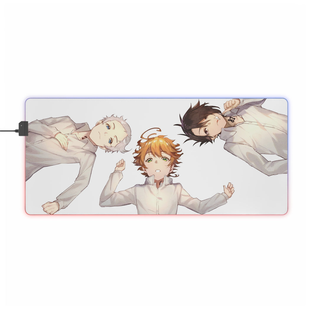 Tapis de souris LED RVB Ray, Norman, Emma de The Promised Neverland (tapis de bureau)