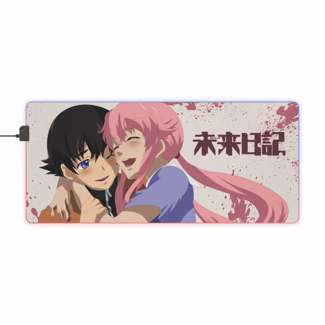 Tapis de souris LED RVB Mirai Nikki Yuno Gasai, Yukiteru Amano (tapis de bureau)