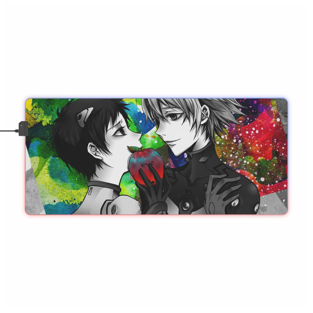 Tapis de souris LED RGB Anime Neon Genesis Evangelion (tapis de bureau)