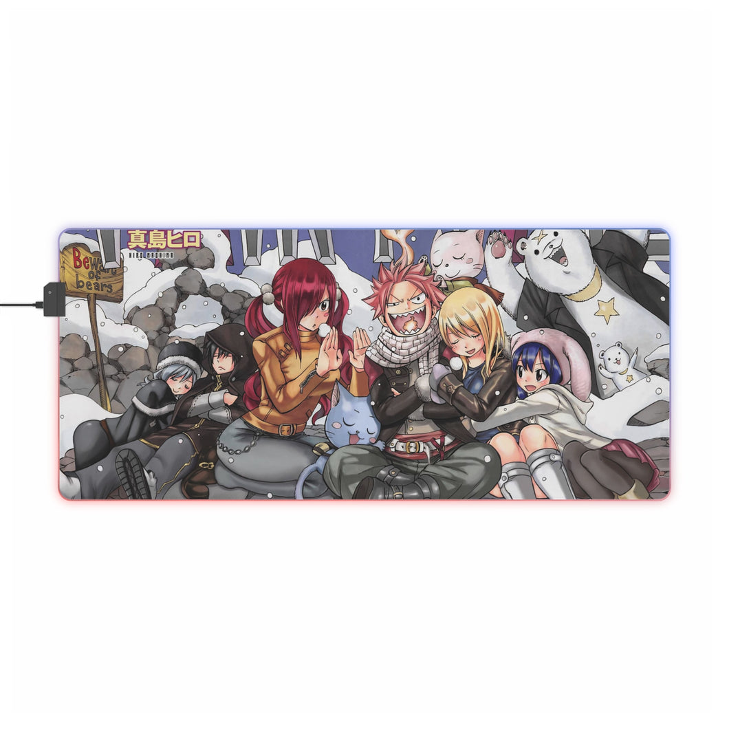 Tapis de souris LED RGB Fairy Tail Natsu Dragneel, Erza Scarlet, Gray Fullbuster, Lucy Heartfilia, Happy (tapis de bureau)