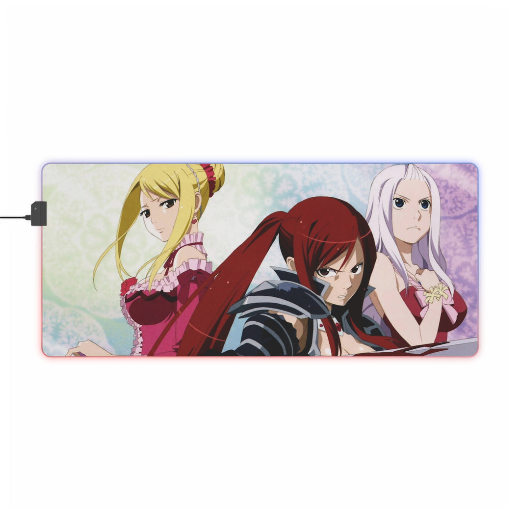 Tapis de souris LED RGB Fairy Tail Erza Scarlet, Lucy Heartfilia (tapis de bureau)