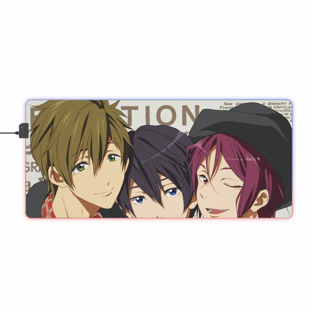 Gratuit ! Tapis de souris LED RVB Rin Matsuoka, Makoto Tachibana, Haruka Nanase (tapis de bureau)