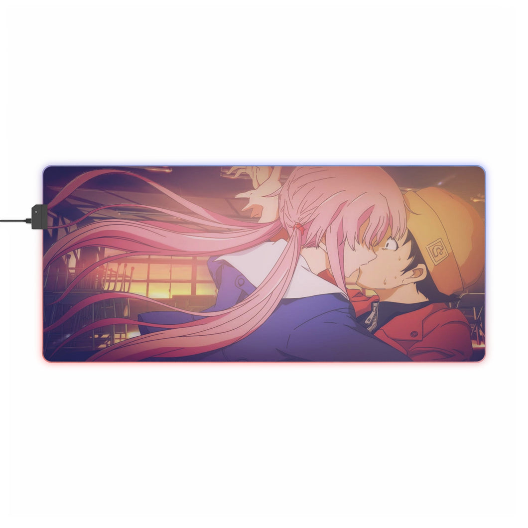 Tapis de souris LED RVB Mirai Nikki Yuno Gasai, Yukiteru Amano (tapis de bureau)