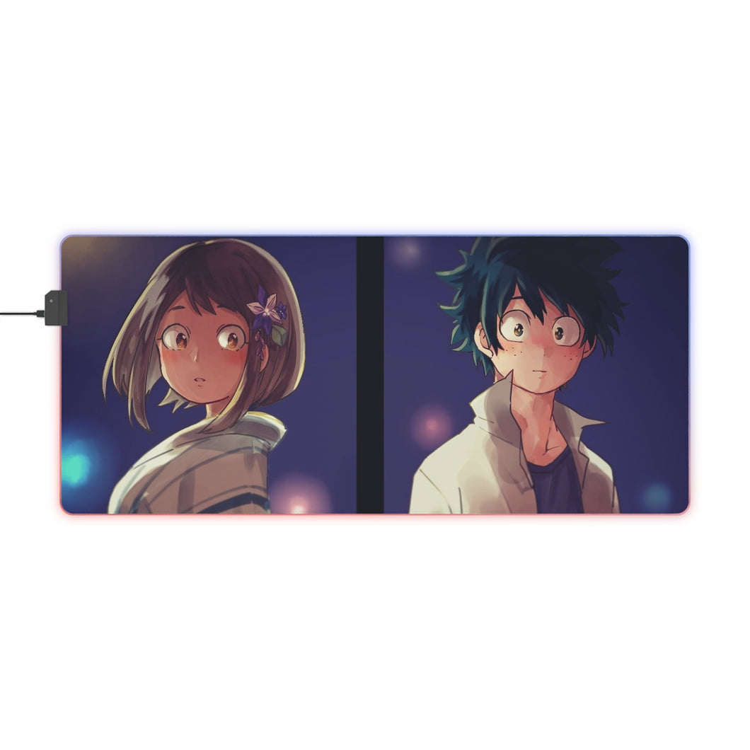 Tapis de souris LED RVB Ochako et Izuku (tapis de bureau)