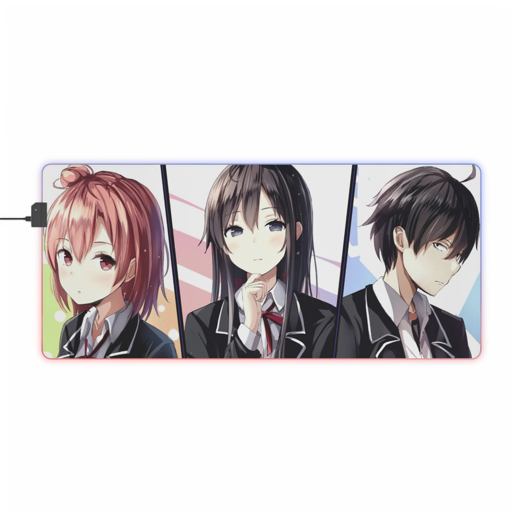 My Teen Romantic Comedy SNAFU Hachiman Hikigaya, Yukino Yukinoshita, Yui Yuigahama RGB LED Tapis de souris (Tapis de bureau)