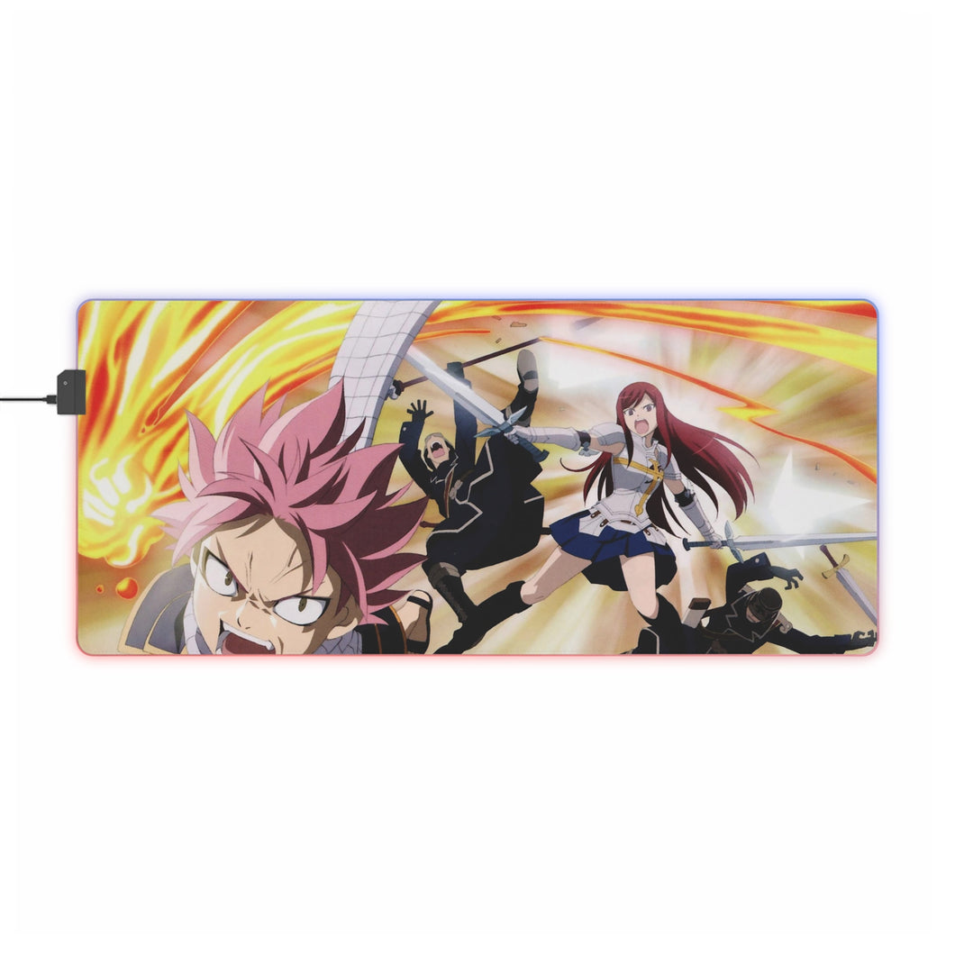 Tapis de souris LED RGB Fairy Tail Natsu Dragneel, Erza Scarlet (tapis de bureau)