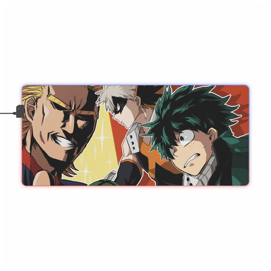 Alfombrilla de ratón RGB LED (alfombrilla de escritorio) de My Hero Academia Izuku Midoriya, Katsuki Bakugou y All Might