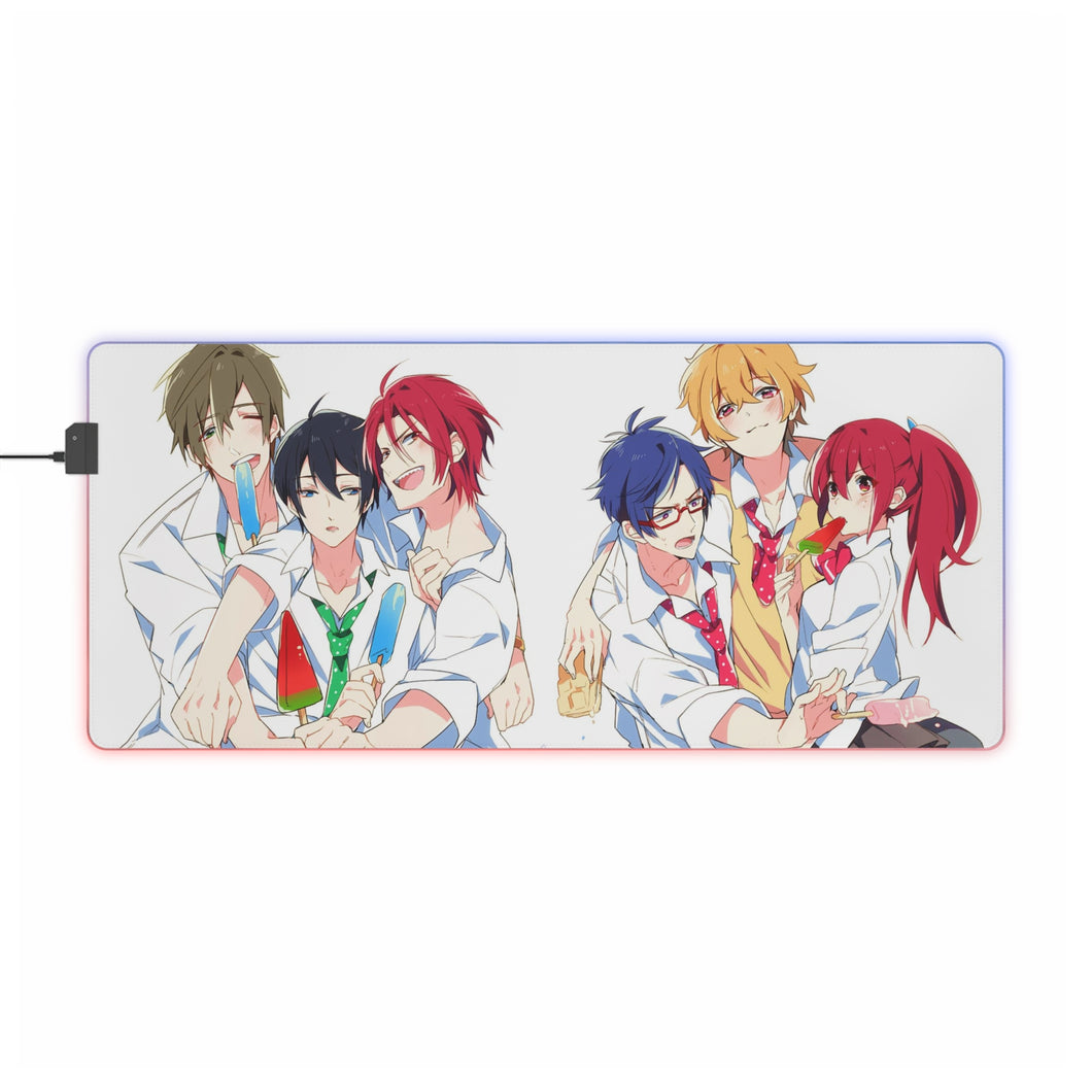 Gratuit! Rin Matsuoka, Makoto Tachibana, Haruka Nanase, Nagisa Hazuki, Gou Matsuoka RGB LED Tapis de souris (Tapis de bureau)